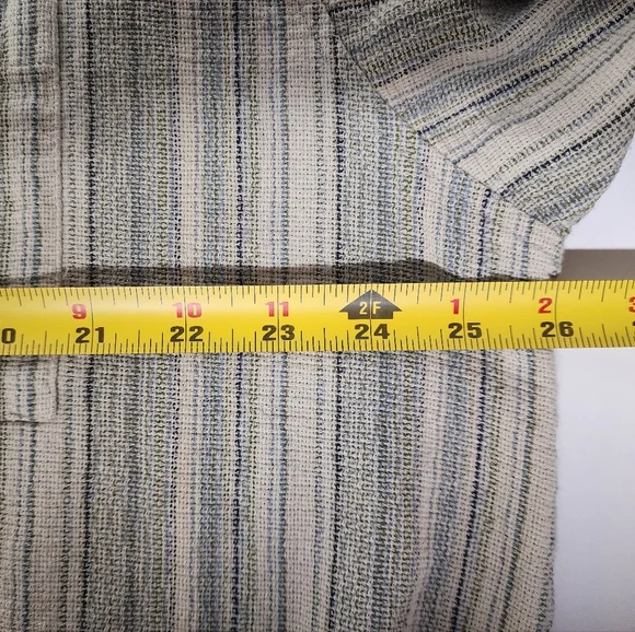 Royal Robbins Men's Striped Button-Down Shirt - Cream and Blue - Textured - Picture 8 of 9